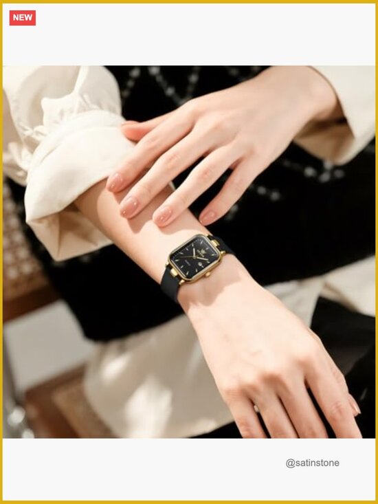 Square Dial Silicone Strap Elegant Quartz Waterproof Watch - Easy Read main image 6